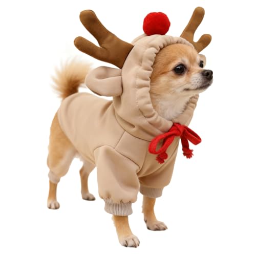 Lpoppcx Rentier Kostüm Für Hunde | Neuheit 3D Rentier Ohren,Weihnachtsoutfit für Hunde,für Geburtstagsfeier und Cosplay für Feiertage und Winter