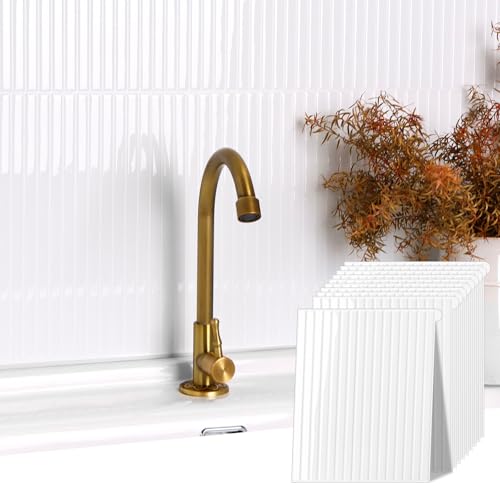 Backsplash Tile Peel and Stick, Self-Adhesive White Decorative Wall Tiles