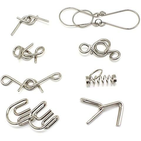 Kvvdi 8 Pcs/Sets Brain Puzzles Chinese 9 Ring Puzzle Intelligence Buckle Lock Toy Consisting of Nine Interlocking Links Cover