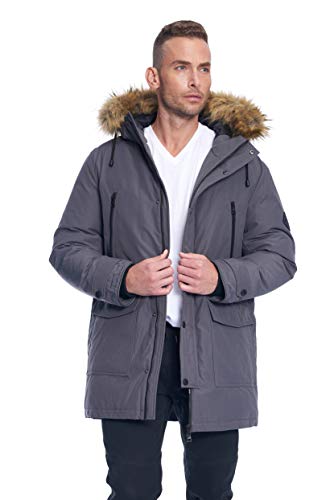 Best Cyber Monday 🔥 ALPINE NORTH Men’s Vegan Down Drawstring Winter Jacket Dark Grey
