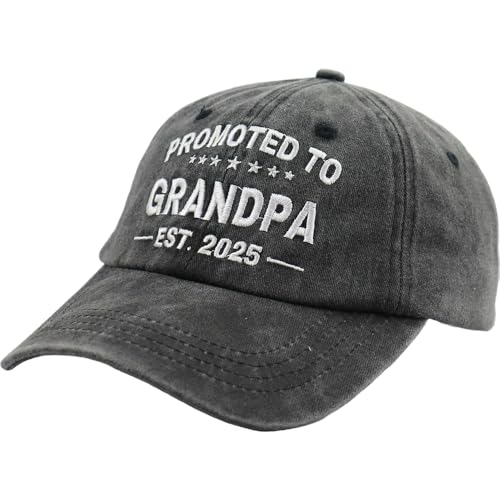 Image of Promoted to Grandpa 2025 Hats for Men, Fathers Day Birthday Gifts for Dad, Adjustable Embroidered Cotton World's Best Grandfather Baseball Cap