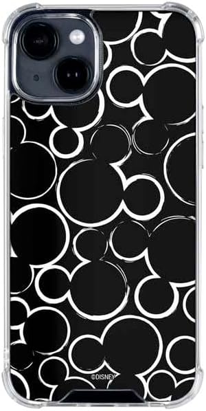Skinit Clear Phone Case Compatible with iPhone 15 Plus - Officially Licensed Disney Mickey Mouse Logo Pattern Design
