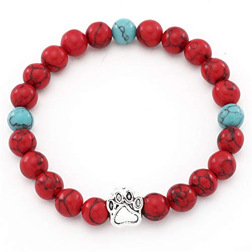 FOR TMT Pulsera con Cuentas Simples Perlas De Piedra Volcánica Turquesa Natural...