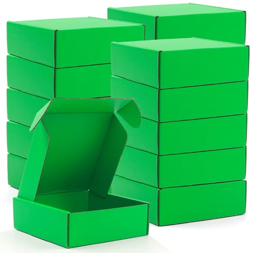Image of Cardboard Boxes,15 Pack Shipping Boxes 6x6x2 Recyclable Mailing Boxes Colored Corrugated Cardboard Box Small Storage Boxes for Shipping, Mailing, Gifts Packaging (Green)