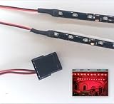  Top LED AMZ-TopLED-DW-277 - Kit de luces LED para caja de PC (2 tiras adhesivas de 15 cm con 9 pilotos LED cada una, cables de 40 cm) rojo Bright Red 60cm