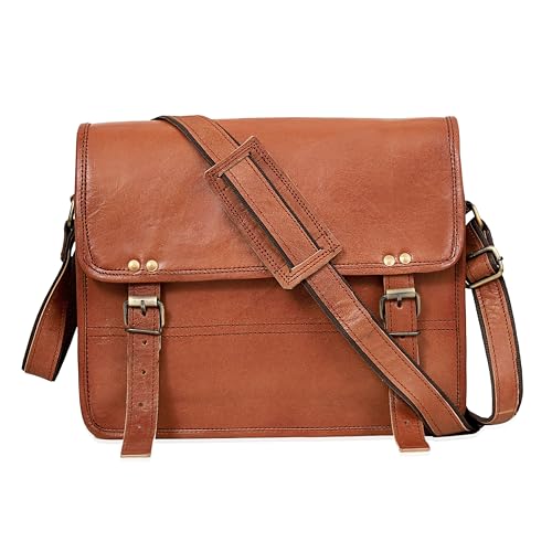 Image of cuero Genuine Leather iPad /Tablet Bag Messenger Bag Small Briefcase CrossBody Shoulder Bag for Men and Women