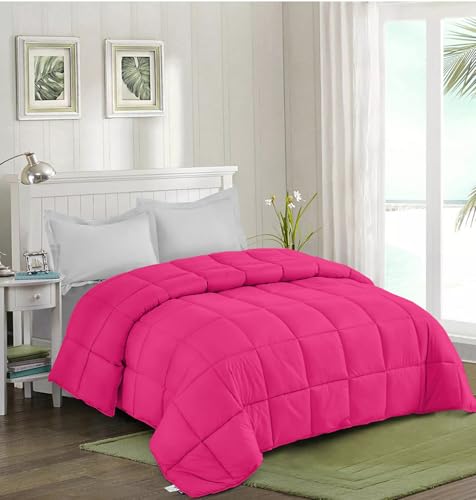 Image of Quilt for All Season 150 GSM Comforter Duvet /Ac Blanket Single Bed Soft Microfiber Lightweight (60 inch X 90 inch Inches) - Single Bed Comforter - Hot Pink Color