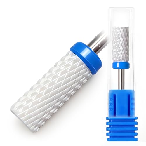 Fantexy Ceramic Nail Drill Bit, 3/32'' Cylindrical Flat Head, Medium