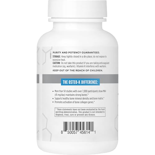 Image of NBI Osteo-K Bone Support | Vitamin D & K Complex with Calcium Citrate Supplement | 45mg Vitamin K2 (MK4) for Strong Bone Health & Function | 180ct Veggie Capsules