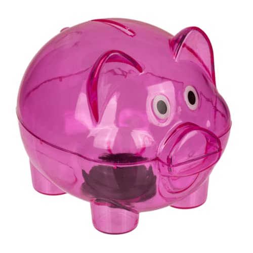 Tirelire cochon en plastique transparent - Tirelire originale de petite taille (10 x 8 x 8 cm) pour...