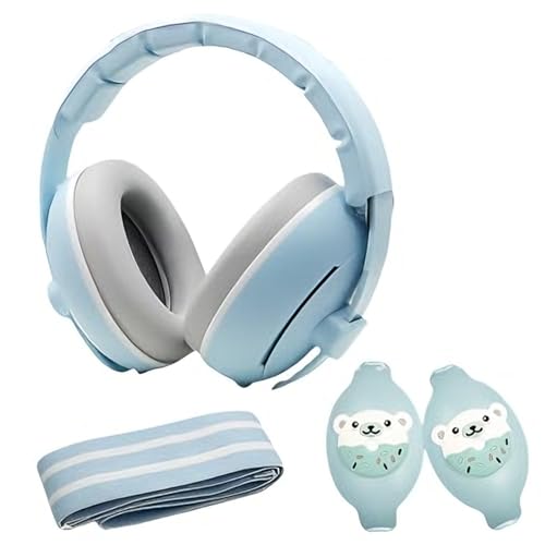 Vexaflow Cascos Bebe Antiruido, Con Bolsa de Transporte, para Sueño y Viajes, Protectores Auditivos Ajustables para Bebé y Niños de Hasta 48 Meses, Reducción de Ruido hasta 25dB