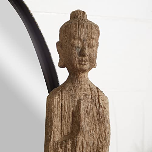 Deco 79 Polystone Buddha Meditating Sculpture With Engraved Carvings And Relief Detailing, 5" X 4" X 32", Beige #TOP5