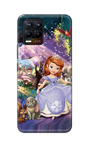 Image of PRINTFIDAA Cartoon Little Girl with Crown and Pet Animals Printed Designer Hard Case for Realme 8 / Realme 8 Pro Back Cover -(e) RPM1008