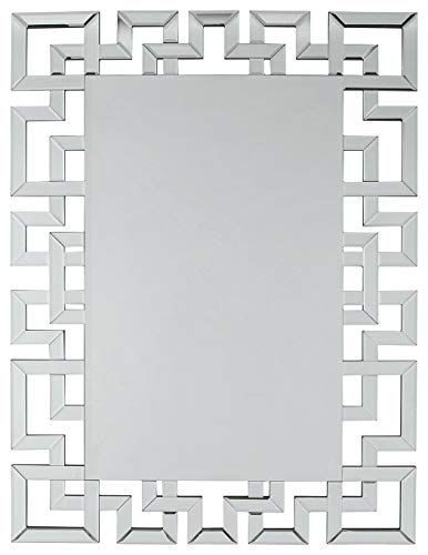 Signature Design By Ashley Jasna Contemporary Rectangular Accent Mirror With Greek Key Design, Silver #TOP2