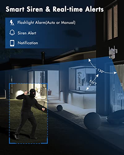 Mubilife 2K Wireless Security Camera, 360° Pan Tilt Outdoor Cameras For Home Security, Battery Powered, Ip66 Waterproof, Ai Motion Detection, Color Night Vision, Siren & Spotlight, 2.4G Wifi #TOP3