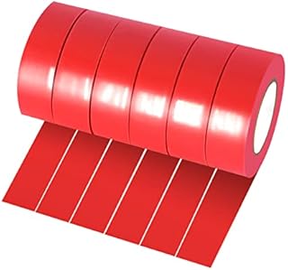 Xrkuu 6 Rolls Red Electrical Tape, 18mm x 10m PVC Insulation Tape, Waterproof Strong Adhesive Electric Tape for Wire Projects, Insulating and Repair Broken Wires