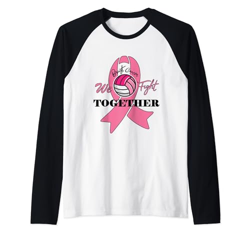 Juntos Luchamos contra el Cáncer de Mama Awarenes Voleibol Pink Out Camiseta Manga Raglan