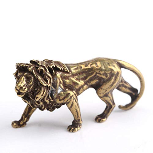 QQYDZSW Escultura Estatua Estatuilla Decoración Estatua Adornos Adornos Esculturas Anitique Bronce León Decoraciones de Escritorio Vintage Latón Animal Estatua Decoración del Hogar Adornos Figuras