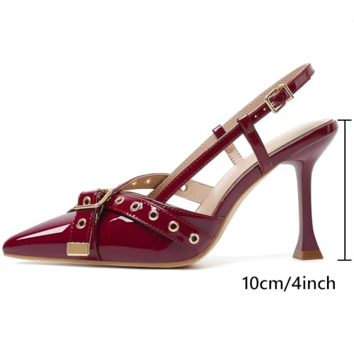 Image of Mostrin Kitten Heels for Women Pointed Closed Toe Heels Vintage Stiletto Dressy Pumps Shoes for Office Work Party