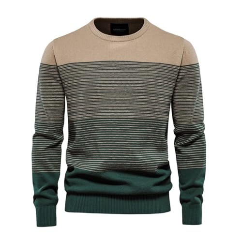 Men's Slim Fit Lightweight Warm Cotton Sweater Crewneck Long Sleeve Striped Knit Pullover Business Casual Warm Tops2