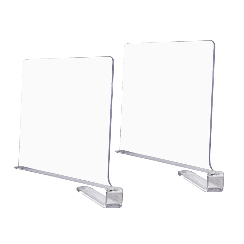 CTRLZS Transparent Shelf Dividers for Closet Organization - Wardrobe Organizer, Cupboard and Bookcase Partition Baffles 2 Pcs