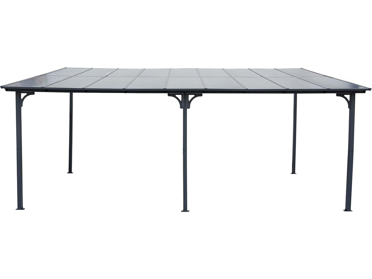 Pergola tonnelle adossée Marvin - 5.5 x 3 m - 545 x 298 x 243 cm - Gris foncé