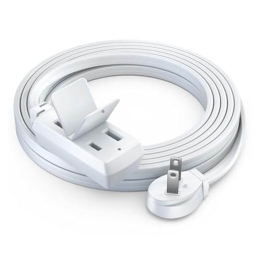 Maximm Cable 12 Foot Flat Plug Extension CordWire, Multi Outlet - Angled Plug Extension Cord with Safety Cover - White