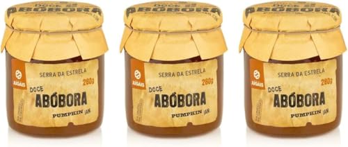 Kürbismarmelade - Packung mit 3 Gläsern zu je 280g - Natürlicher und köstlicher Geschmack - Ideal für Desserts und Frühstücke - Ohne Farbstoffe und Konservierungsstoffe - Gourmet-Produkt aus Portugal
