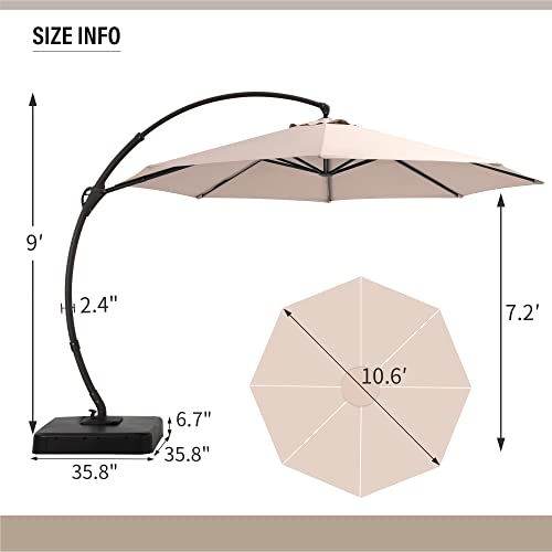 Lausaint Home 12Ft Deluxe Patio Umbrella With Base Included, Outdoor Large Hanging Cantilever Curvy Umbrella With 360° Rotation For Pool, Garden, Deck, Lawn (Champagne, 12Ft) #TOP7