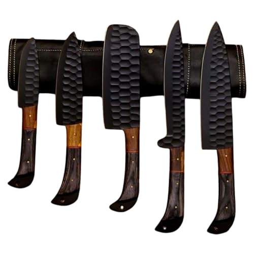 MDM Handmade Viking Knife Set, kitchen appliances, Viking Cutlery Set Viking knives Damascus Steel Kitchen Knife Set of 5pcs With sheath Chef knife set Chef Knives set Kitchen Gadgets