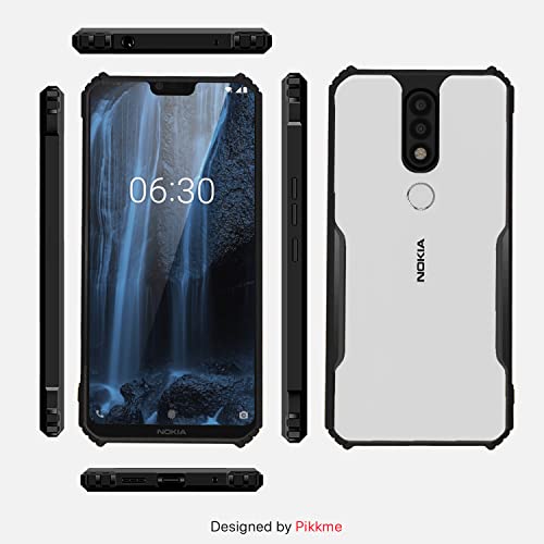 Image of Pikkme Nokia 6.1 Plus Back Cover | Crystal Clear Transparent Back | Ultra Hybrid | Full Camera Protection | Raised Edge | Bumper Back Case for Nokia 6.1 Plus (Black)