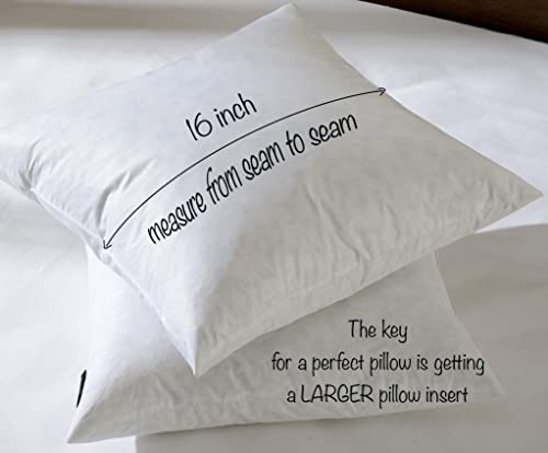 Basic Home 16X16 Decorative Throw Pillow Inserts-Down Feather Pillow Inserts-Square-Cotton Fabric-Set Of 2-White #TOP2