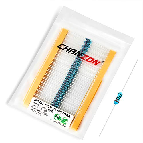 Chanzon 100pcs 1/4W (0.25W) 220 Î© ohm Metal Film Fixed Resistor 0.01 Â±1% Tolerance 220R MF Through Hole Resistors Current Limiting Rohs Certificated