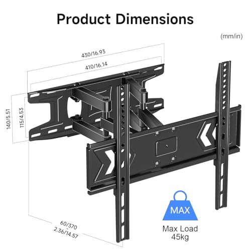 Suptek 26-70 Inch Pull Out TV Bracket | Full Motion Tilt & Swivel TV Wall Mount| 45kg Heavy Duty for UK Homes | Slim 36.8cm Extension (MA001) - Image 7