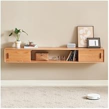 Home Oak Floating TV Stand Unit, Wall Mounted TV Cabinet, Entertainment Media Console Center with Sliding Doors, Floating TV Shelf for Living Room, Bedroom Cabinet1300x250x250mm