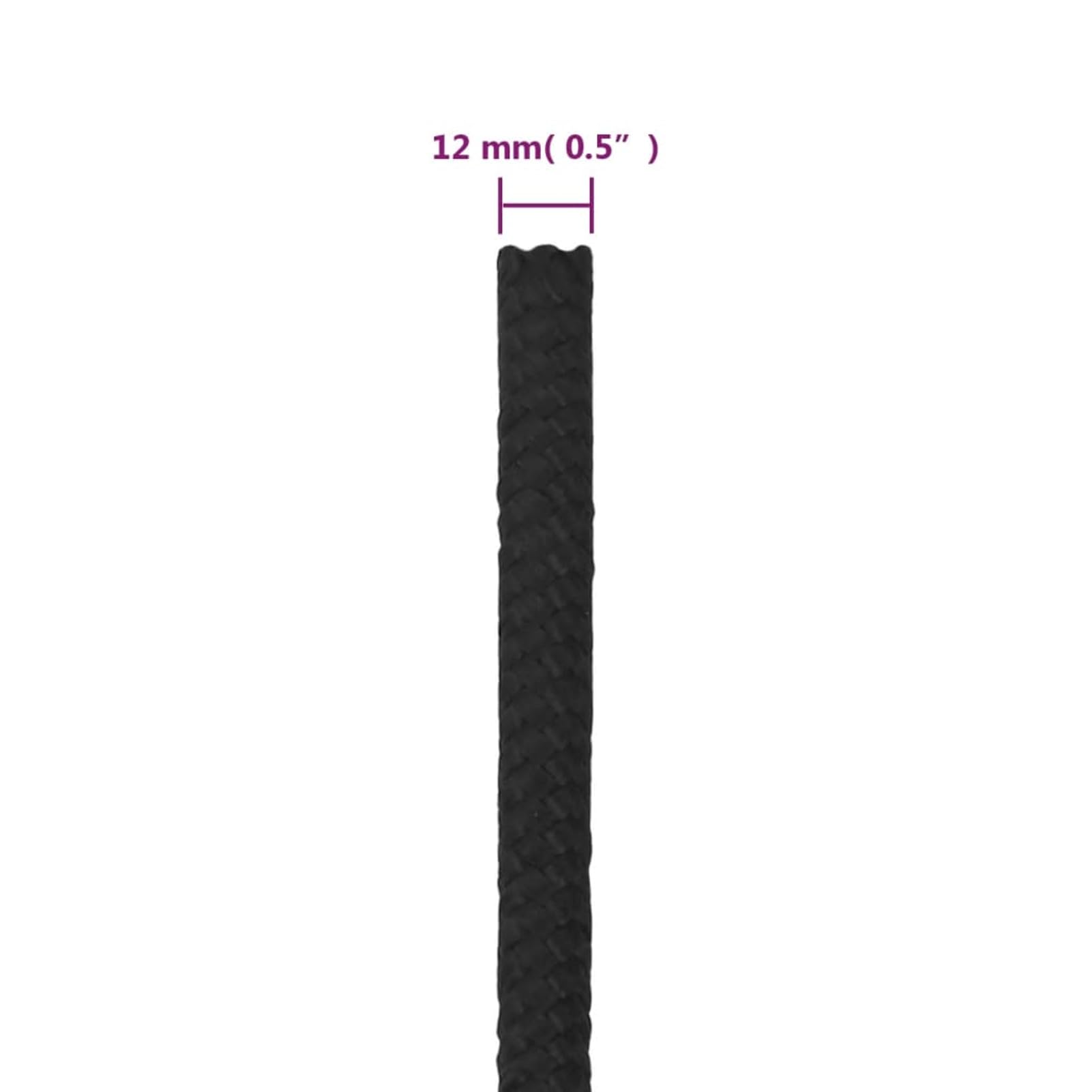Corda Completamente Nera 12 mm 50 m in Polipropilene,Corde,Fili e Catene,Cavi e funi,Corda Intrecciata,Cima per Ancoraggio e Ormeggio-152512