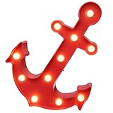 Vicila Anchor Shaped Marquee Signs, Led Marquee Lights Blue Anchor Decorations Night Lights Table &Amp; Wall Lamp For Summer Holiday Home Decor (Red)