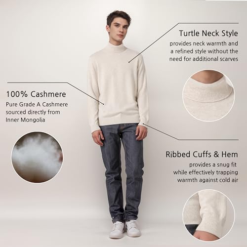 Mongolian Cashmere Turtleneck Sweater for Men - 100% Pure Cashmere, Warm Winter Sweater2