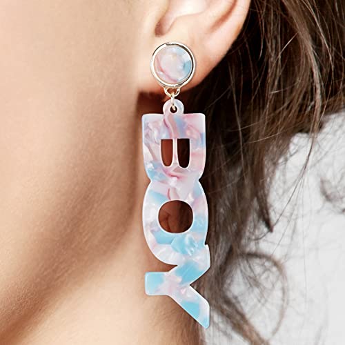 Gender Reveal BOY GIRL Sign Earrings - Beautiful Design, Blue Pink, Safe Materials, Pregnant Mother, Party – by ZouYee2