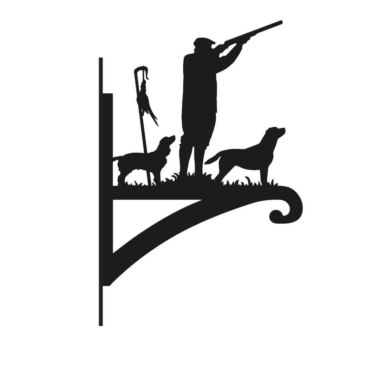 Black Country Metal Works Black Steel 'Game Season' Cocker Spaniel & Labrador Hanging Basket Bracket - Wall Mounted Garden Plant Hook For Outdoor Baskets, Decorative Heavy Duty Garden Wall Hook