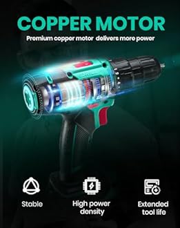 DCA Cordless Drill Set, 354 in-lbs Torque, 3/8" Keyless Chuck, Electric Power Drill with 2.0Ah Battery and Charger,18+1 Position,25-Piece 20V Drill Driver Kit, ADJZ2035