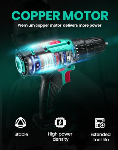 DCA Cordless Drill Set, 354 in-lbs Torque, 3/8" Keyless Chuck, Electric Power Drill with 2.0Ah Battery and Charger,18+1 Position,25-Piece 20V Drill Driver Kit, ADJZ2035