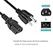 Universal 3 Prong AC Power Cable for Electronics - Computer, TV, Monitor, and More, 6 Feet, Black