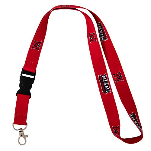 Desert Cactus Miami University Ohio Lanyard Redhawks Car Keys ID Badge Holder Keychain Detachable Breakaway Snap Buckle (Red)