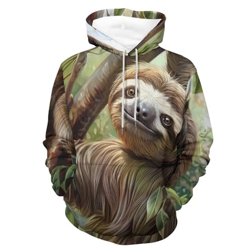 Sweat à Capuche Paresseux imprimé peinture pour homme et femme en taille S
