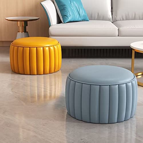Repose-pieds maison moderne salon chambre petit tabouret rond rembourré cuir PU