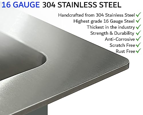 5Th Ave Fixtures 28 Inch Undermount Kitchen Sink Set, 304 Stainless Steel, 10 Inch Deep Single Bowl, Real 16 Gauge 28"X18.5"X10" #TOP4