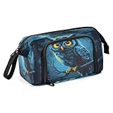 SUABO Fierce-looking Owl Big Capacity Pencil Case Pouch Pen Case Pencil Box Stationery Office Organizer Bag for Boys Girls