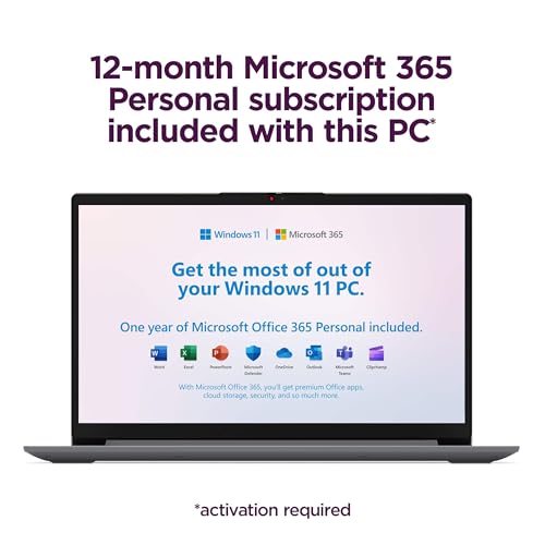 Image of Lenovo 15.6 inch Laptop Computer (8GB, 256GB Storage (128GB eMMC + 128GB SSD), 1-Year Microsoft Office 365, Intel Dual Core) IdeaPad 1i for Business, Student, Numeric Keypad, Wi-Fi 6, Win 11 Home in S