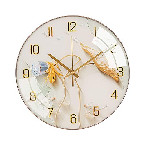 Fehun Wall Clocks,Battery Operated 14 Inch Non Ticking Contemporary Modern Silent Bedroom Living Room Creative Arting Personalized Office Round Quartz Clock/C/14 Inch #TOP14